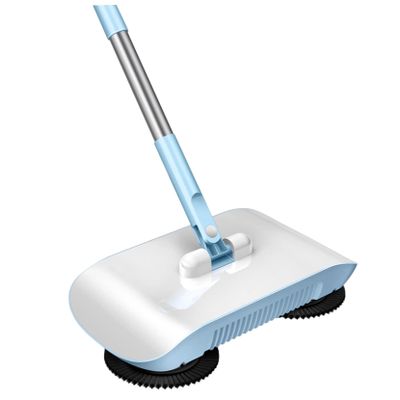 Jualyue Manual Vacuum Sweeper 2 in 1 Hand Push Sweeper 180 Degree Rotating Sweeping Mop Crumb Sweeper Vacuum Cleaner Home Cleaning Tool for Sweeping Mopping Blue Home Accessories