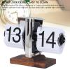 Retro Mechanical Flip Clock, 24 Hours Stainless Steel Desk Clock with Large Numbers, Retro Wood, Digital Flip Down Clock for Living Room, Study, Office, Easy to Read (White) view 2