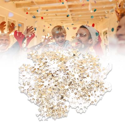 200 Pcs Snowflakes Confetti Snowflake Stickers Non Woven Fabric Christmas Fluffy Party Decoration Snowflakes Silver (Gold)