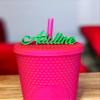 Customized Cursive Straw Toppers, Compatible with Most Tumblers, High Quality Textured Plastic (Beige) view 1