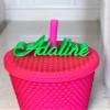 Customized Cursive Straw Toppers, Compatible with Most Tumblers, High Quality Textured Plastic (Beige) view 2