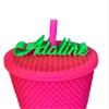 Customized Cursive Straw Toppers, Compatible with Most Tumblers, High Quality Textured Plastic (Beige) view 4