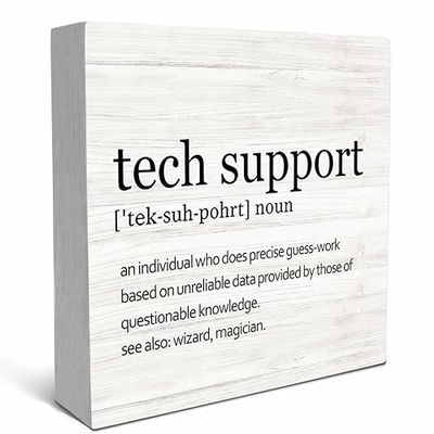 New Tech Support Office Wooden Plaque Sign, Tech Support Gifts, Gifts For It Tech Guys, Desk Decorations Office, It Tech Gifts Wooden Box Sign Decoration, Tech Support Shelf Table Decor 5x5inch