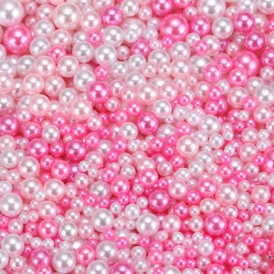 uxcell 800Pcs Faux Pearl for Crafting, 3-8mm No Hole ABS Round Pearls for Vase Fillers, Jewelry Making, Vase Filler, Cosmetic Boxes, DIY Parts, Home Decoration, Rose Red