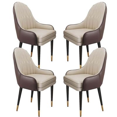 Dining Chairs Set of 4,Modern Kitchen Dining Room Chairs,Upholstered Dining Accent Side Chairs in Faux Leather Cushion Seat and Sturdy Metal Legs