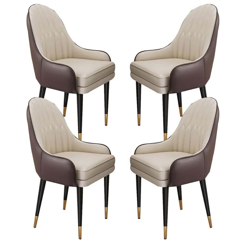 Dining Chairs Set of 4,Modern Kitchen Dining Room Chairs,Upholstered Dining Accent Side Chairs in Faux Leather Cushion Seat and Sturdy Metal Legs