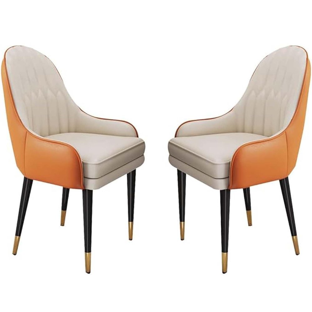 Dining Chairs Set of 4,Modern Kitchen Dining Room Chairs,Upholstered Dining Accent Side Chairs in Faux Leather Cushion Seat and Sturdy Metal Legs