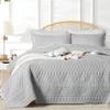 akkialla King/Cal King Size Quilt Bedding Set,Light Grey Lightweight Microfiber Soft Bedspread,Modern Style Geometric Pattern Coverlet Set for All Seasons,3 Piece(1 Quilt,2 Pillow Shams) view 1
