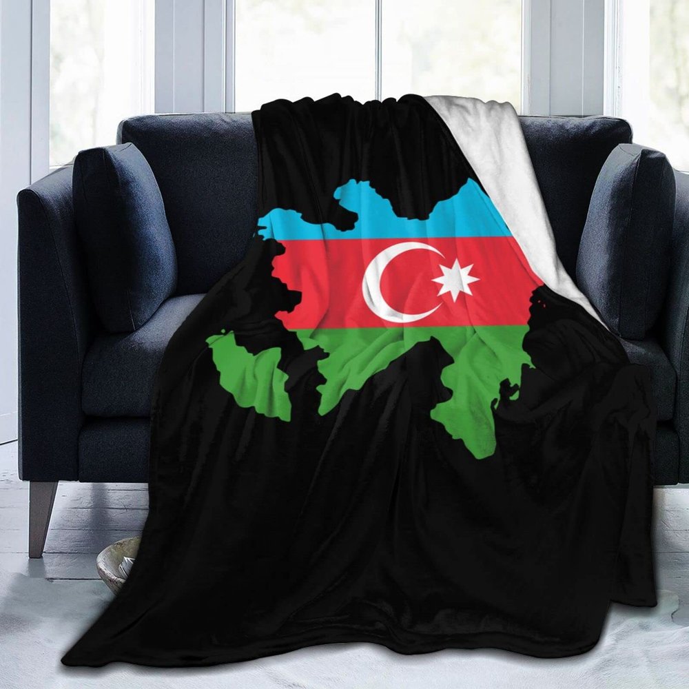 Azerbaijan Terrain Map Throw Blanket 50"x40" Soft Cozy Blanket for Bed Sofa Couch Camping and Travel