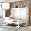 Firscook Full Size Murphy Bed Wall Bed,Solid Wood Muti-Functional Cube Cabinet Bed,Full Murphy Bed, Space-Saving for Multipurpose Guest Room Bedroom or Home Office,White view 1