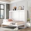 Firscook Full Size Murphy Bed Wall Bed,Solid Wood Muti-Functional Cube Cabinet Bed,Full Murphy Bed, Space-Saving for Multipurpose Guest Room Bedroom or Home Office,White view 2