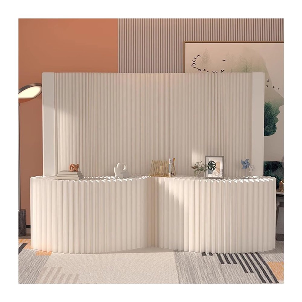 Room Partition Foldable Paper Room Partition, Room Dividers Folding Privacy Screens with Storage Shelf, Home Office Hotel DIY Indoor Decoration Mobile Wall(1.8x2m/5.9x6.56ft)