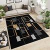 5x6 Rug for Living Room, Medieval Geometric Rugs for Bedroom, Modern Stylish Machine Washable Rugs, Non-Slip Foldable Easy to Clean Carpet for Restaurant Office Apartment Decor - Black view 1