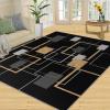 5x6 Rug for Living Room, Medieval Geometric Rugs for Bedroom, Modern Stylish Machine Washable Rugs, Non-Slip Foldable Easy to Clean Carpet for Restaurant Office Apartment Decor - Black view 2