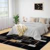 5x6 Rug for Living Room, Medieval Geometric Rugs for Bedroom, Modern Stylish Machine Washable Rugs, Non-Slip Foldable Easy to Clean Carpet for Restaurant Office Apartment Decor - Black view 3
