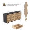NTYUNRR Black Rattan Dresser, 6 Drawer Double Dressers for Bedroom, 51.18" Dresser for Closet, Rattan Storage Cabinet Drawer with Metal Handles, for Living Room, Black M view 2