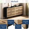 NTYUNRR Black Rattan Dresser, 6 Drawer Double Dressers for Bedroom, 51.18" Dresser for Closet, Rattan Storage Cabinet Drawer with Metal Handles, for Living Room, Black M view 3