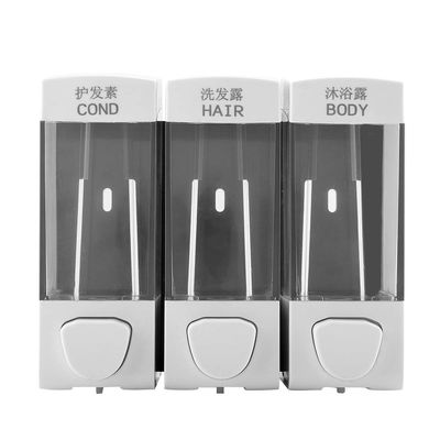 Hand, Wall, Liquid Lotion Shampoo Dispensers, Press Type 3 Chambers 1050ml with ABS Material for Home Bathroom