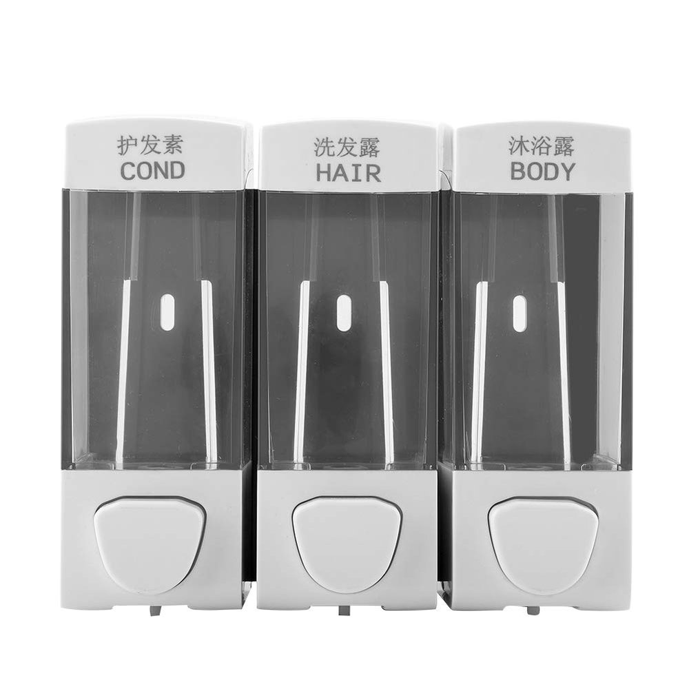 Hand, Wall, Liquid Lotion Shampoo Dispensers, Press Type 3 Chambers 1050ml with ABS Material for Home Bathroom