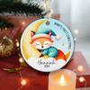 Baby's First Christmas Ornament 2026, Custom Name Baby Fox 1st Xmas Ceramic Ornament, Personalized Cute Fox 1st Christmas Ornament Gifts for Son Daughter, Customized Kid Animal Christmas Ornament view 3
