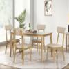Fefances Elegant 6-Piece Dining Set: High-Gloss White Tabletop with Light Oak Accents, Including 1 Rectangular Table, 1 Bench, & 4 Comfortable ChairsWhite view 1