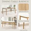 Fefances Elegant 6-Piece Dining Set: High-Gloss White Tabletop with Light Oak Accents, Including 1 Rectangular Table, 1 Bench, & 4 Comfortable ChairsWhite view 3