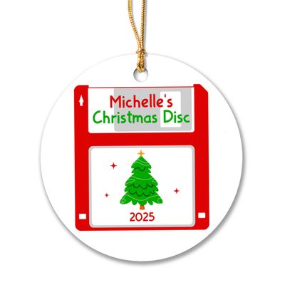 Christmas Disc Ornament 2025, Personalized Christmas Disc Xmas Tree Ornament Decorations, Christmas Disc Ornament Keepsake Gifts for Family Friends Kids, Custom Name & Year Christmas Disc Ornaments