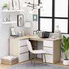 ANYCHOLE Corner Desk White and Sonoma Oak 57.1"x39.4"x29.9" Engineered Wood,Corner Computer Desk with Ample Storage Engineered Wood Sturdy and Durable Office Furniture, Office Desks view 1