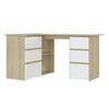 ANYCHOLE Corner Desk White and Sonoma Oak 57.1"x39.4"x29.9" Engineered Wood,Corner Computer Desk with Ample Storage Engineered Wood Sturdy and Durable Office Furniture, Office Desks view 3