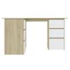ANYCHOLE Corner Desk White and Sonoma Oak 57.1"x39.4"x29.9" Engineered Wood,Corner Computer Desk with Ample Storage Engineered Wood Sturdy and Durable Office Furniture, Office Desks view 4