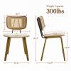 WOOW DEPOT Rattan Dining Chairs Set of 4, Faux Leather Upholstered Dining Chairs with Cane Back, Mid Century Modern Kitchen Dining Room Chairs with Walnut Bent Wood Legs, Cream White view 2