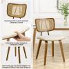 WOOW DEPOT Rattan Dining Chairs Set of 4, Faux Leather Upholstered Dining Chairs with Cane Back, Mid Century Modern Kitchen Dining Room Chairs with Walnut Bent Wood Legs, Cream White view 4