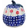 Polmedia Polish Pottery Pumpkin Figurine - Blue Eye Spring Pattern Handmade in Boleslawiec Poland by Ceramika Bona + Certificate of Authenticity view 2