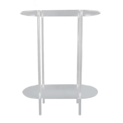 TOPINCN Acrylic Side Table, 2 Tier End Table Transparent Oval for Living Room Office Bedroom, Coffee Table with Detachable Design, Lightweight and Sturdy
