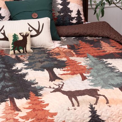 C&F Home Lodge Retreat Full/Queen Bed Bedspread Lightweight Quilt 3-Piece Set Rustic Fall Autumn Harvest Cabin Lakehouse Mountain Home Bedroom Bedding Decor Decoration Full/Queen Multicolored