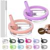 2 Pack Replacement Leak Proof Lid Compatible with Stanley 40oz Quencher Tumbler,100 color combinations for Stanley Cup Accessories,Flip Straw Lids for Quencher H2.0 (Peach Pink, +Violet) view 1