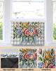 Floral Yellow Indoor Air Conditioner Cover for Window Units, Double Insulation Adjustable Waterproof Indoor AC Cover with Elastic Straps 21'' x 15'' x 3.5'' Rose Flower Eucalyptus Leaf Botanical Herbs view 3