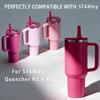 2 Pack Replacement Leak Proof Lid Compatible with Stanley 40oz Quencher Tumbler,100 color combinations for Stanley Cup Accessories,Flip Straw Lids for Quencher H2.0 (Rose Red, +Peach Pink) view 4