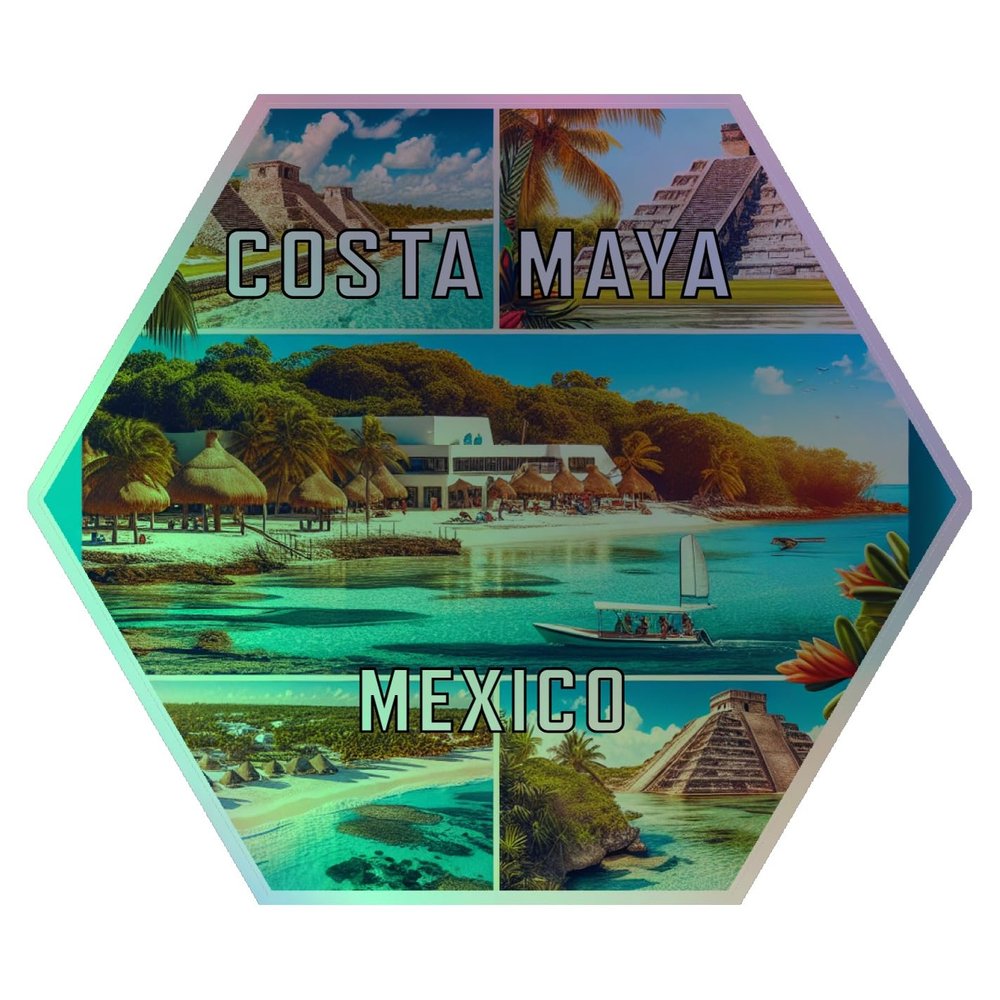 Costa Maya Mexico Holographic Souvenir Vinyl Decal Sticker 4-Inch