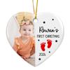 Add Photo Baby's First Christmas Ornament 2026, Personalized Picture Frame Baby's 1st Xmas Tree Ornament Gifts for New Parents, Newborn Keepsake, Custom Babies Name Born Date Photo Ornament Xmas view 1