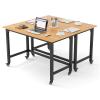 Tangkula Conference Room Table Set of 2, Mobile Computer Desk with Removable Storage Bag & 2 Hanging Hooks, Rolling Meeting Table with Heavy-Duty Metal Frame, Conference Desk (Natural) view 1