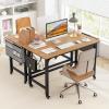 Tangkula Conference Room Table Set of 2, Mobile Computer Desk with Removable Storage Bag & 2 Hanging Hooks, Rolling Meeting Table with Heavy-Duty Metal Frame, Conference Desk (Natural) view 2