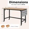 Tangkula Conference Room Table Set of 2, Mobile Computer Desk with Removable Storage Bag & 2 Hanging Hooks, Rolling Meeting Table with Heavy-Duty Metal Frame, Conference Desk (Natural) view 3