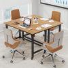 Tangkula Conference Room Table Set of 2, Mobile Computer Desk with Removable Storage Bag & 2 Hanging Hooks, Rolling Meeting Table with Heavy-Duty Metal Frame, Conference Desk (Natural) view 4