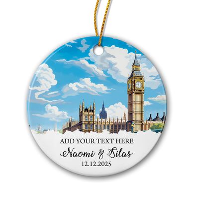 London Ornament with Big Ben Tower, Personalized Cityscape Big Ben Christmas Ornament, Big Ben in London Xmas Ornament 2025, Tower Big Ben London Landscape Ornament with Custom Name/Year
