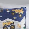 Ergode Reversible Quilt Set - Dreamy Slumber with Vibrant Truck Print - Twin Size - Blue/Grey - Hypoallergenic - Machine Washable - Includes Throw Pillow view 4
