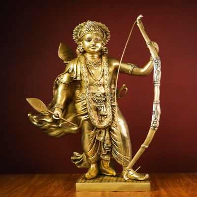 Mridaya Brass Lord Ramchandra Idol | 64 CM Lord Rama Figurine | Divine Ayodhya Statue