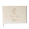 Lily's Atelier Personalized Guest Book w Wedding Month Flowers | Elegant 14 Color Hardcover Custom Guestbook for Wedding Reception | 60 Blank Sheets for Signing - Cream Color view 1