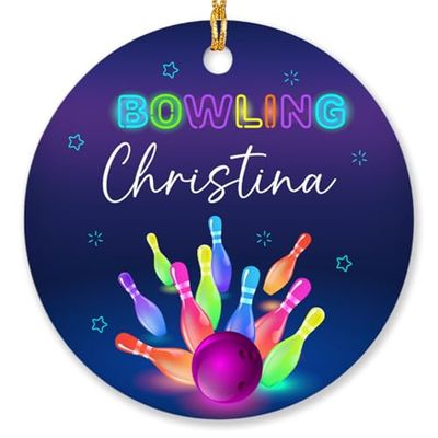 Bowling Ornaments Custom Gifts Ideas for 2026, Personalized Name Bowling Christmas Ornament for Bowlers Boys Girls Son Daughter Men Women, Bowling Ball Ornaments, Bowling Decorations for Xmas Tree