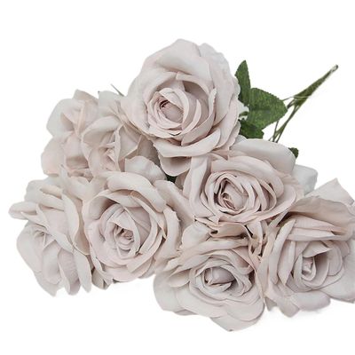 ONQendDv Artificial Flowers for Decoration,Simulated Flowers 10 Flowers/Bunch Vintage Roses Silk Bouquet for Birthday Party Wedding Decoration Room Layout(Gray)